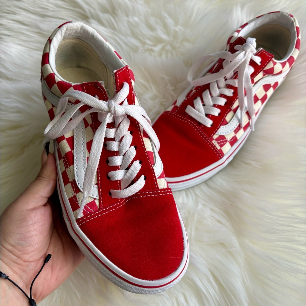 Vans Red and White Checkered Sneakers